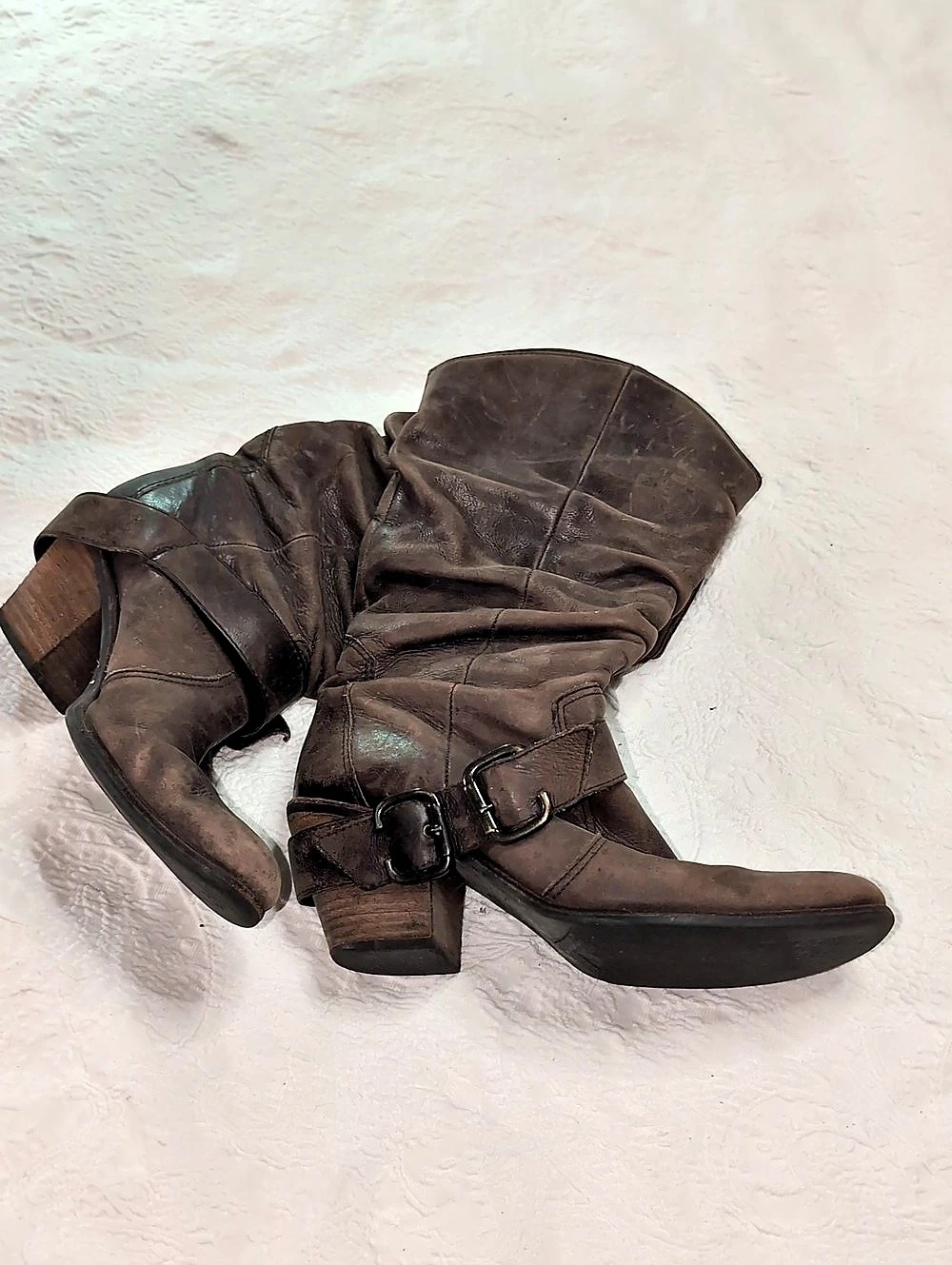 Brown Leather Heeled Boots US 8.5M